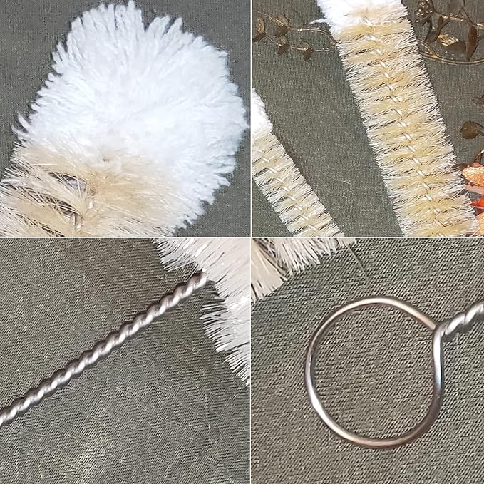 NewFerU Stainless Steel Soda Bottle Cleaning Brush Set in Natural Boar Bristle - Image 3