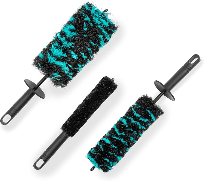 Wheel Brush Set – 3 Sizes Multi-Fiber Blend, Non-Scratch Design by Rocktex