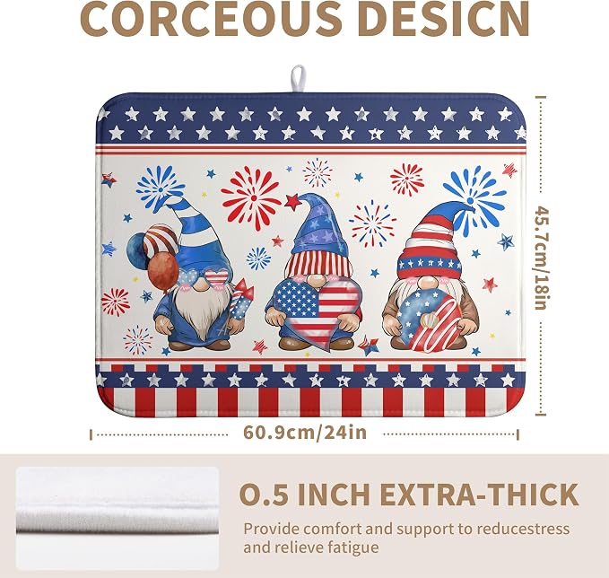 4th of July Dish Drying Mats for Kitchen Counter 18x24 In Memorial Independence - Image 2