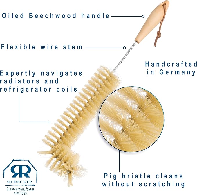 Redecker Natural Pig Bristle Radiator Brush - Image 4