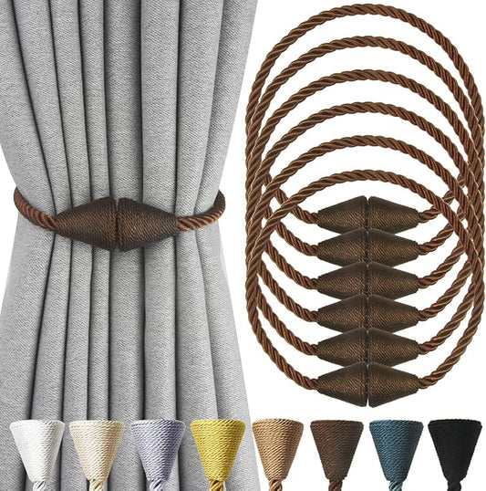 6 Pack Magnetic Curtain Tiebacks Rope Modern Handmade Curtain Tie Backs by CurtianTiebacks