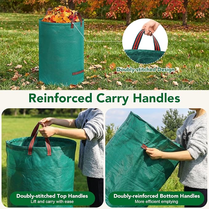 53 Gallons Reusable Yard Waste Bags, 2 Packs Lawn and Leaf Bags - Image 5