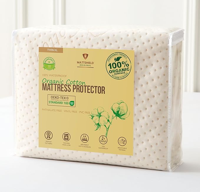 Luxury Waterproof Organic Mattress Protector Twin XL by MATTSHIELDORIGINAL