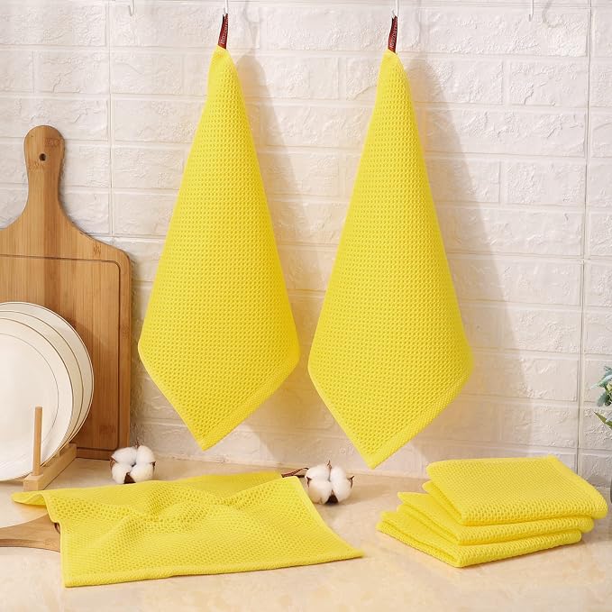 Kitinjoy 100% Cotton Kitchen Dish Cloths, 6 Pack Waffle Weave Ultra Soft - Image 6
