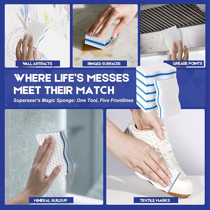 Magic Sponge Eraser, Tex-10 Scrub Melamine Sponges, Heavy Duty No Scratches - Image 3