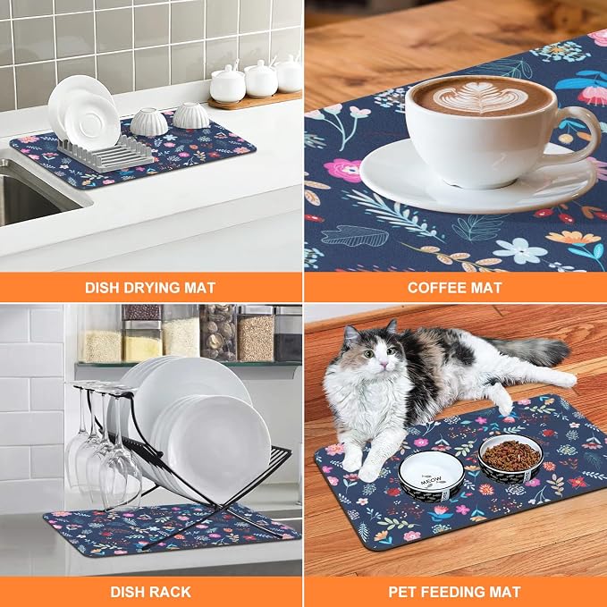 LOKHOM Dish Drying Mat for Kitchen Counter, Coffee Pot, Dining Room Decoration - Image 4