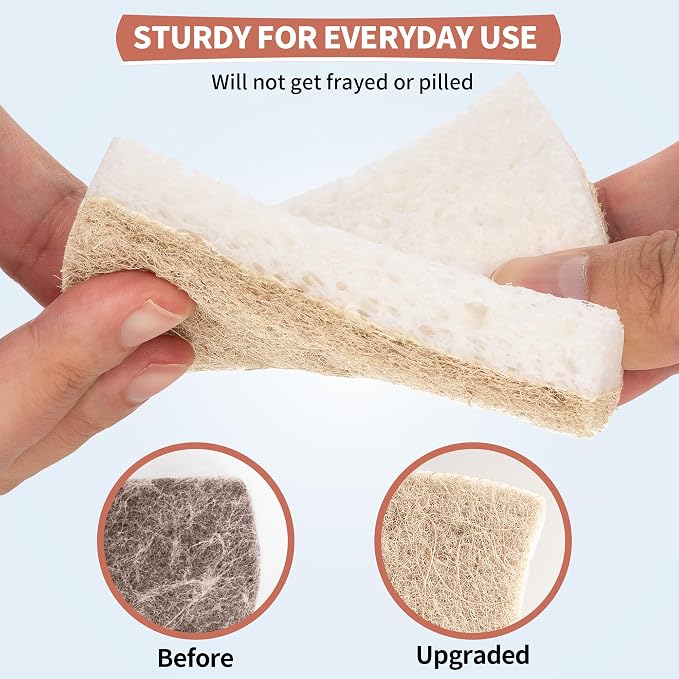 HOMERHYME Natural Dish Sponge 48 Pack, Non-Scratch Scrub Sponge, Eco - Image 4