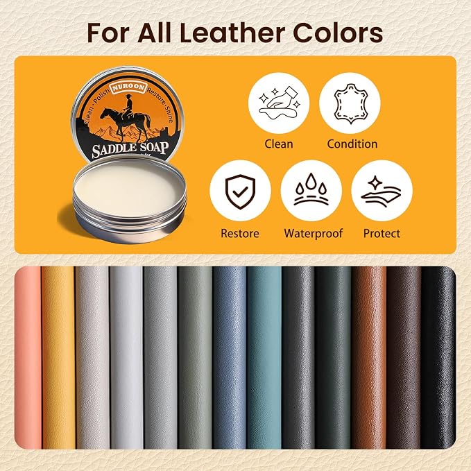 4 Pcs Leather Cleaner Boots Shoes Cleaning Kit-3.52oz Saddle Soap - Image 6