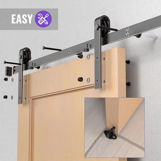 ORB Oil Rubbed Bronze Sliding Barn Door Hardware Kit - Image 5