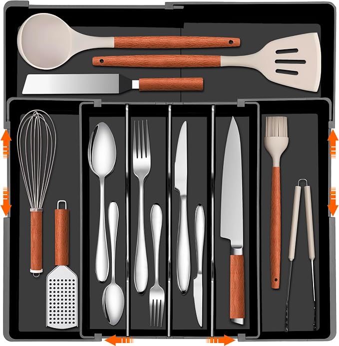 Expandable Large Silverware Organizer by Spaclear
