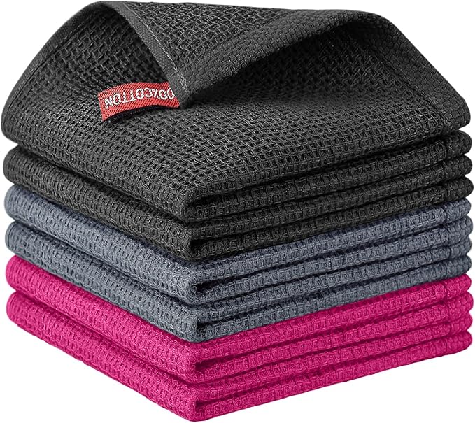 Nialnant 6 Pack Kitchen Towels, 100% Cotton Dish Cloth by Nialnant