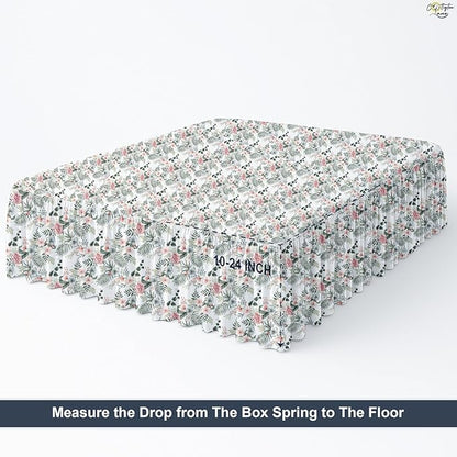 Cottington Lane Ruffled Bed Skirt Full Size with Split Corner, Brushed Microfiber Hotel Quality Dust Ruffle, 15 Inch Drop Gathered Bedskirt, Soft, Stylish, Shrink & Fade Resistant, Petal Dream
