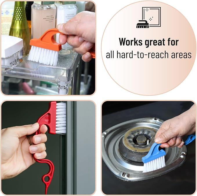 Slick- Window Track Cleaning Brush, 4 Pack, Colorful Ergonomic Handle, Built-in - Image 6