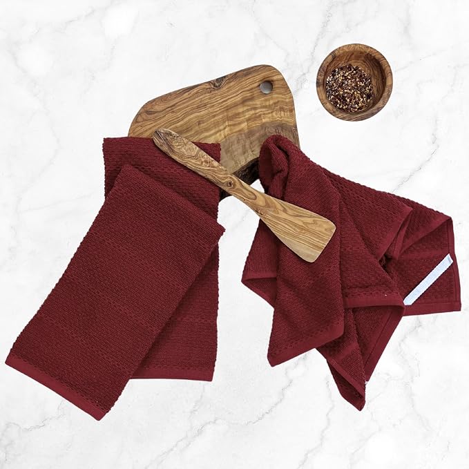 Maroon Dark Red Brick Red Kitchen Hand Dish Towels: Oversized 28" x 18" - Image 7
