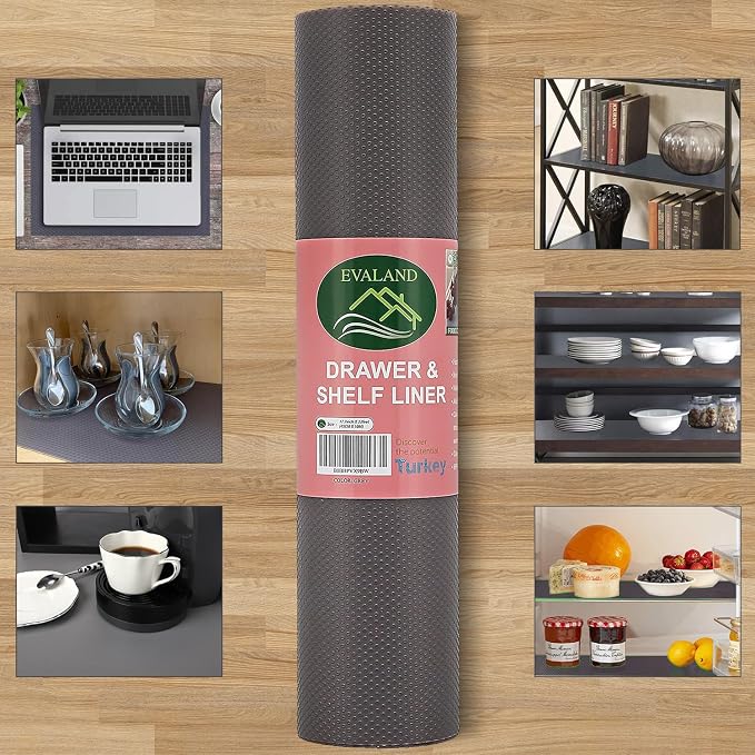 EVALAND 12" x 33 FT Non-Slip Shelf Liner, Non-Adhesive, Waterproof Pantry Liner - Image 8