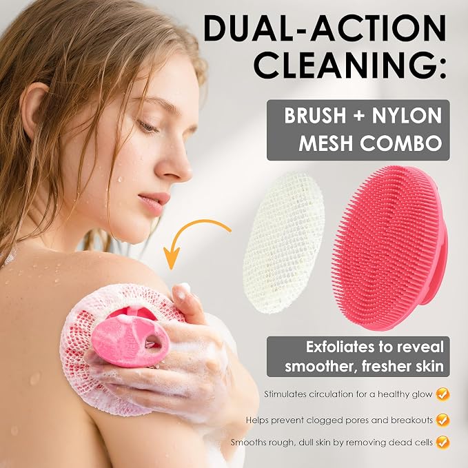 INNERNEED Food-Grade Soft Silicone Body Scrubber Shower Brush Handheld - Image 2