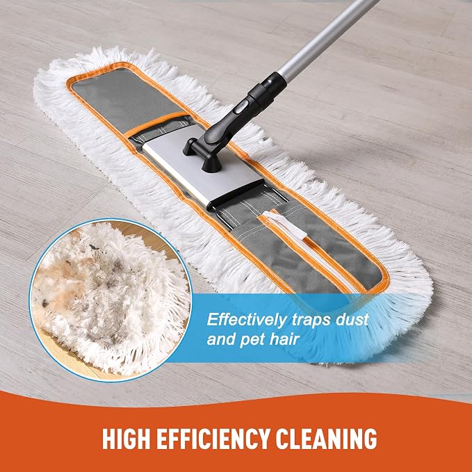 24" Commercial Dust Mop for Floor Cleaning, Heavy Duty Sweeper Broom - Image 4