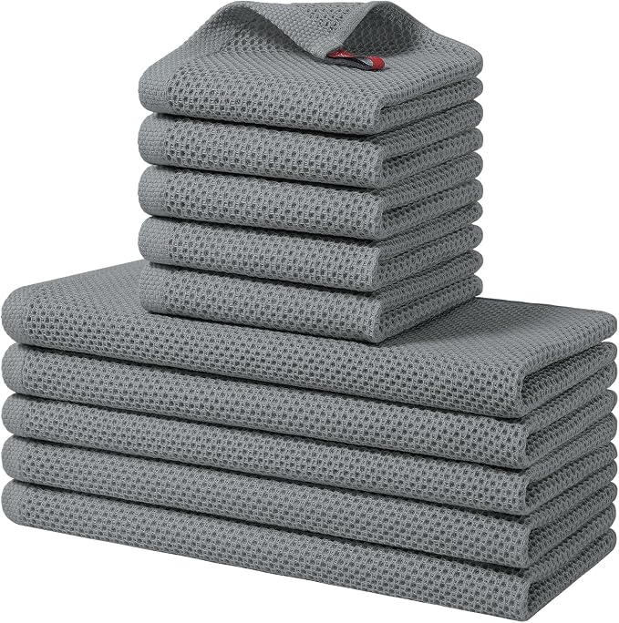 Homaxy 100% Cotton Kitchen Towels and Dishcloths Set, 12 x 12 Inches and 13 x by Homaxy