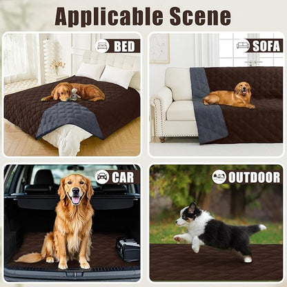 Smiry Waterproof Dog Bed Cover Blanket 30x70, Soft Reversible Pet Blanket, Washable Leakproof Cats Dogs Couch Cover for Sofa, Couch, Furniture, Lattice, Chocolate/Dark Grey