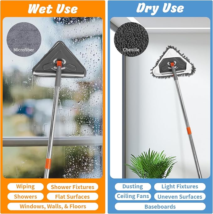 85" Wall Mop Cleaner with Long Handle and Stainless Steel Hook - Image 4