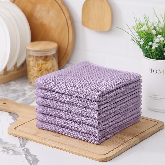 Kitinjoy 100% Cotton Kitchen Dish Cloths, 6 Pack Waffle Weave Ultra Soft - Image 7