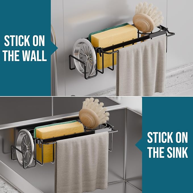 TAILI Sponge Holder with Strong Suction Cup, 4-in-1 Rustproof Sink Organizer - Image 6