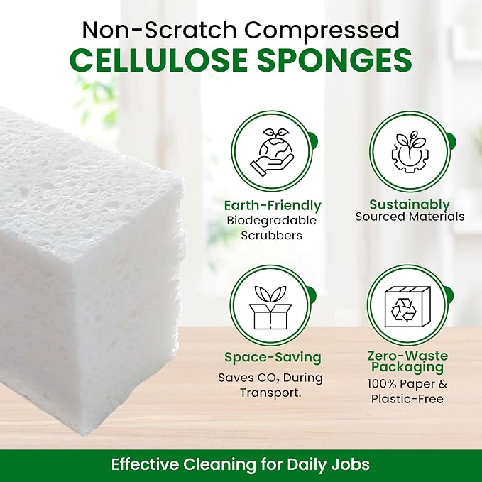Cellulose Sponges – 24-Pack White Compressed Natural - Image 6