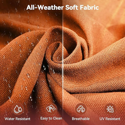 Luxury 6" Outdoor Cushions for Patio Furniture, 24x24x6" Thick Seat Cushion Set of 7, Fade Resistant Couch Chair Replacement Cushions High Density Deep Wicker Chair Cushion w/ Removable Cover, Orange