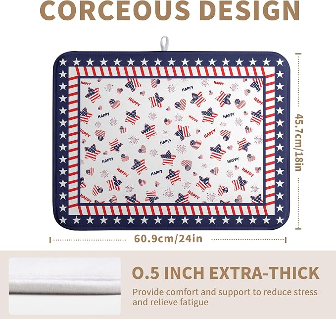 4th of July Dish Drying Mats for Kitchen Counter Patriotic Independence Day - Image 4
