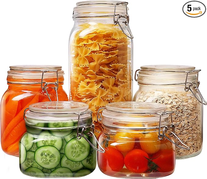 Multi Size - 5 Pack Square Glass Jars by HomArtist