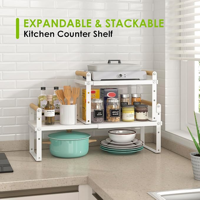 DOLALIKE Expandable kitchen Countertop Organizer, Stackable Cabinet Shelf - Image 5