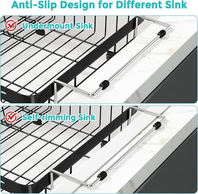 Small Expandable Over The Sink Dish Drainer Drying Rack In Stainless Steel Metal - Image 7