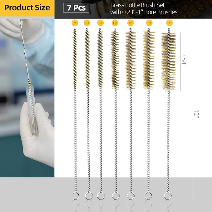 7Pcs Wire Tube Brushes Set, Brass Bottle Brush, Narrow Spaces, Engine Parts - Image 2