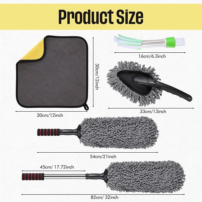 Lounsweer 4 Pcs Large Car Duster Set Microfiber Dust Cleaning Sets - Image 2