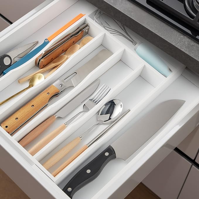 2-Piece Expandable Bamboo Kitchen Drawer Organizer - Image 3