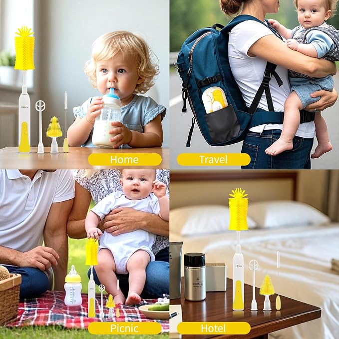 Electric Bottle Brush Cleaner New Upgrade, Portable Electric Baby Bottle Brush - Image 7