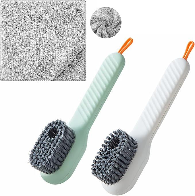 Liquid Adding Soft Fur Cleaning Brush, 2 Brushes + 2 Cleaning Cloths by ThsGivingStore