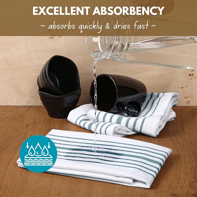 Native Fab Stripe Kitchen Towels 4 Pack Scandia Herringbone Weave 16"x26" - Image 5