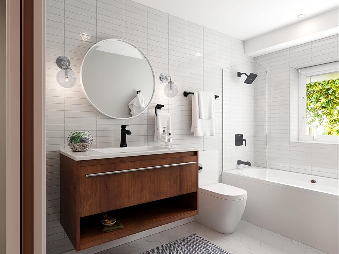 Pfister Bruxie Bath Towel Bar for Bathroom, Wall-Mounted, Matte Black Finish - Image 3