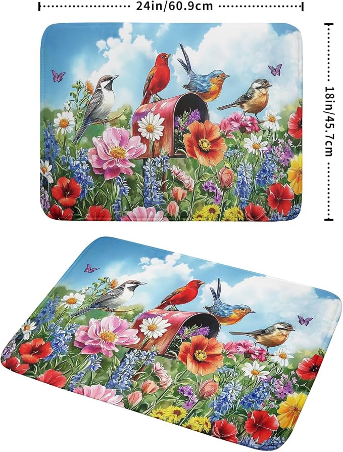 Khope Spring Floral Birds Dish Drying Mat - Image 2