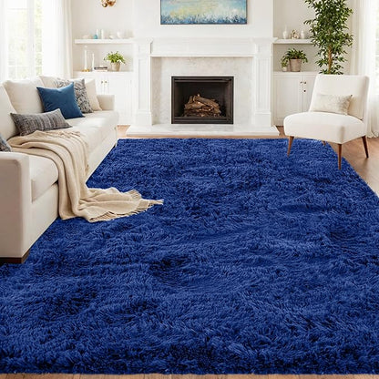 8x10 Area Rugs for Living Room Rug: Soft Fluffy Shag Blue Rugs for Bedroom, Non-Slip Large Fuzzy Plush Rug Indoor Floor Carpet for Nursery Kids Boys Girls Room, Dorms, Playroom, Modern Home Decor