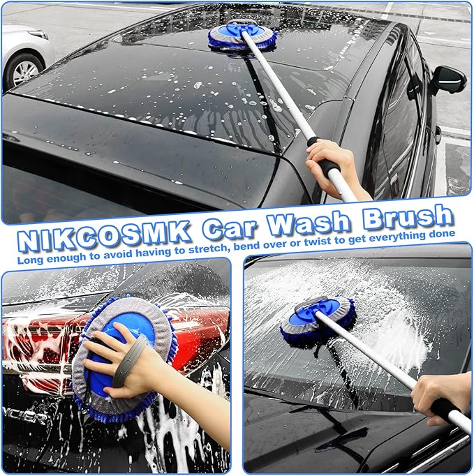 62'' Car Wash Brush Kit Mitt Mop Sponge - Image 2