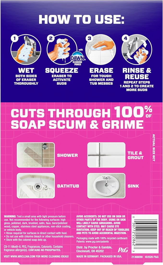 Mr. Clean Magic Eraser Sponge, Tub Cleaner, Soap Scum Remover, Bathroom - Image 16