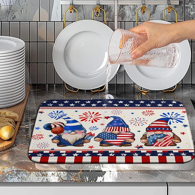 Patriotic Gnome Drying Mat 16x18 Inch American Memorial Day Independence Day - Image 5