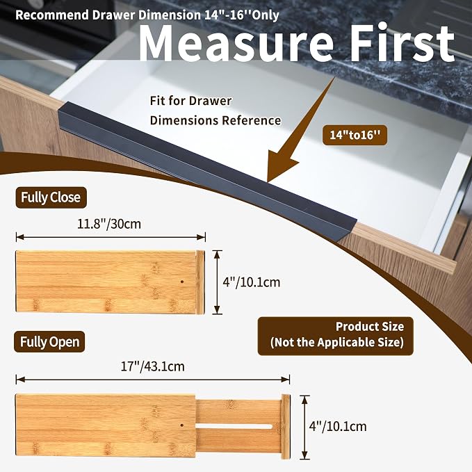 Utoplike Bamboo Dresser Drawer Dividers, Spring Loaded, Works in Kitchen - Image 3