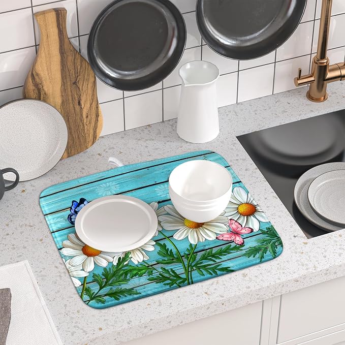 Spring Daisy Floral Dish Drying Mat - Image 6