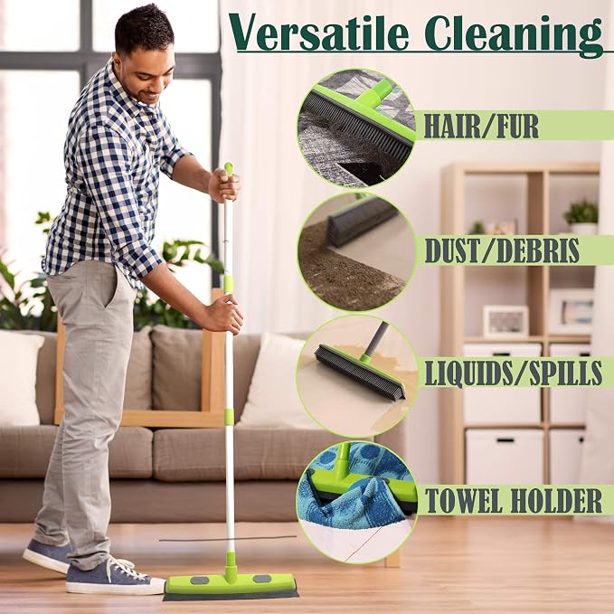 Guay Clean Rubber Push Broom Pet Hair Fur Removal Soft Bristle Sweeper - Image 3