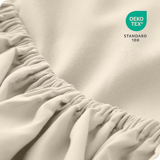 Bare Home 2-Pack Fitted Bottom Sheets Short Queen - Premium 1800 Ultra-Soft Wrinkle Resistant Microfiber - Deep Pocket (Short Queen, Sand)