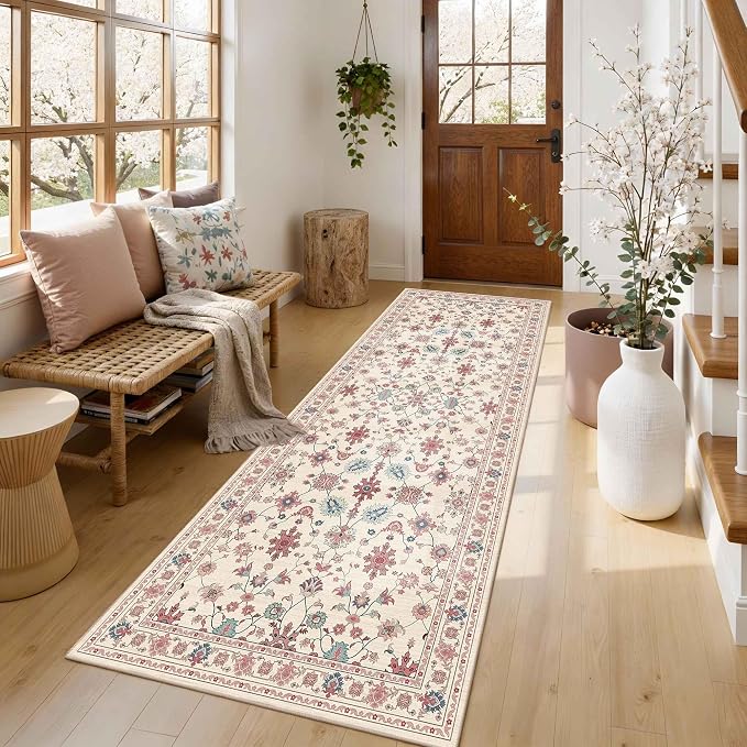 2x6 Floral Runner Rug, Washable Runners by Rugxara