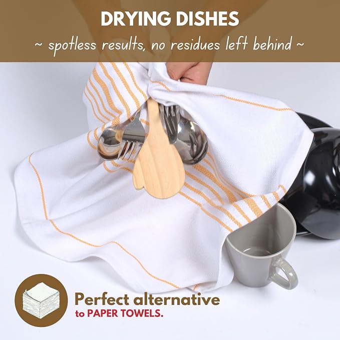 Native Fab Kitchen Dish Towels 16x26 inches Set of 12 Herringbone Weave - Image 4